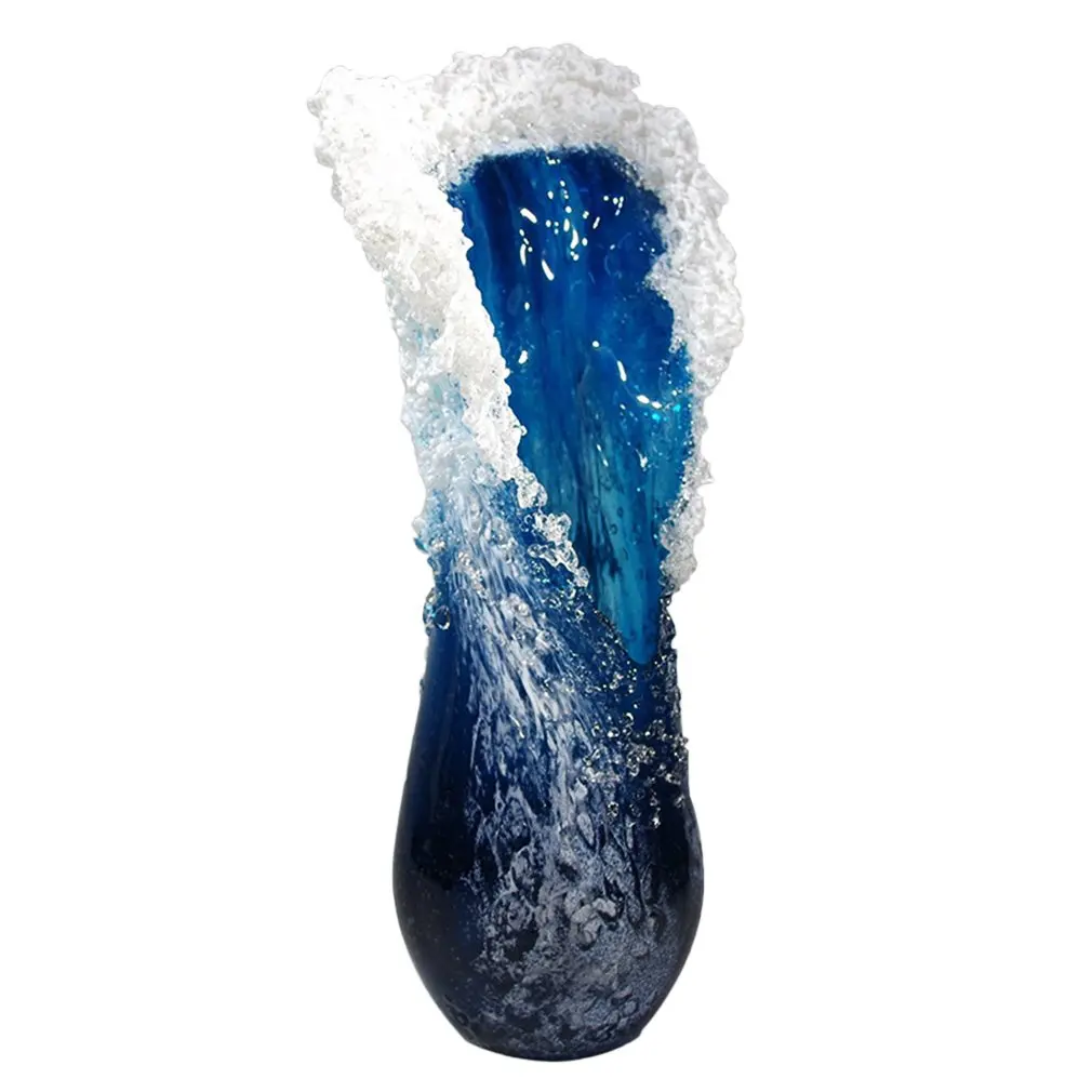 

Wave Vase Simulation Blue Sea Wave Vase Handmade Resin Beautiful Wave For Art Vase Decoration Home Decoration