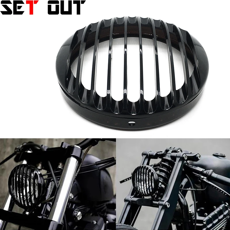 Аксессуары для мотоцикла 5,75-дюймовый светодиодный фара с решеткой для Harley Sportster XL 883 ABS 1200 04-14 Custom XL1200C.