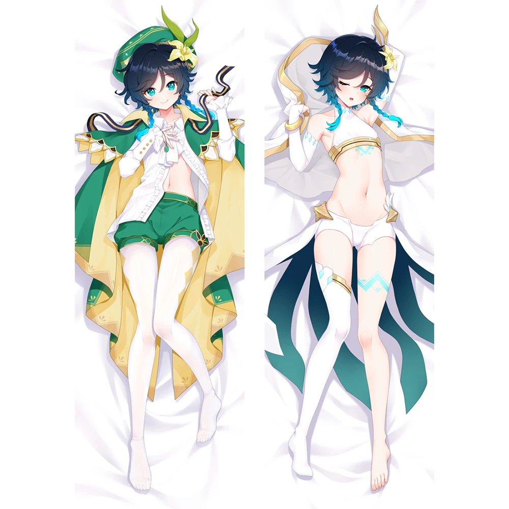 

Lovely Venti Hugging Body Pillowcase Anime Dakimakura Genshin Impact Barbatos Green Pillow Case Cover Otaku Room Sofa Decoration