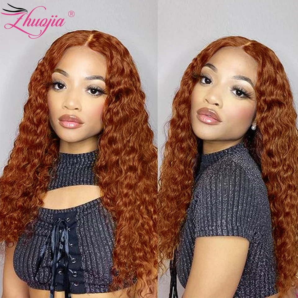 

Имбирный коричневый парик с глубокой волной, прозрачные парики на сетке для женщин, женский кудрявый парик из человеческих волос плотность...