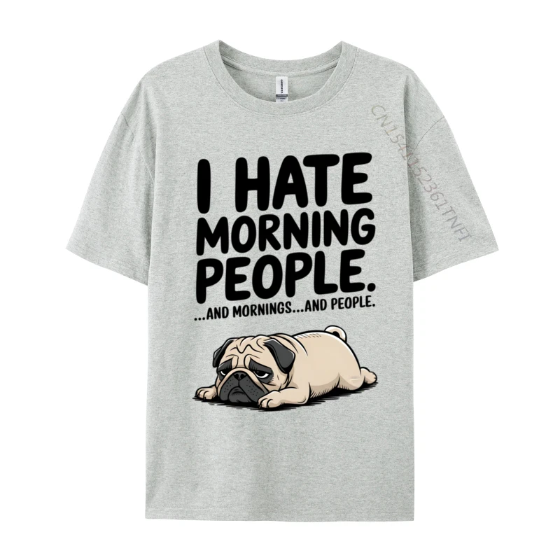 Pug I Hate Morning People And Mornings Sound Recording Acoustic Engineer Tops Shirts For Men Cotton
