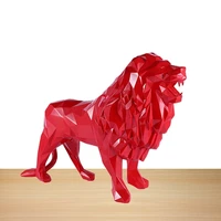 top quality 783056cm geometric lion resin crafts sculpture ornaments simulation animal home decoration garden furnishings
