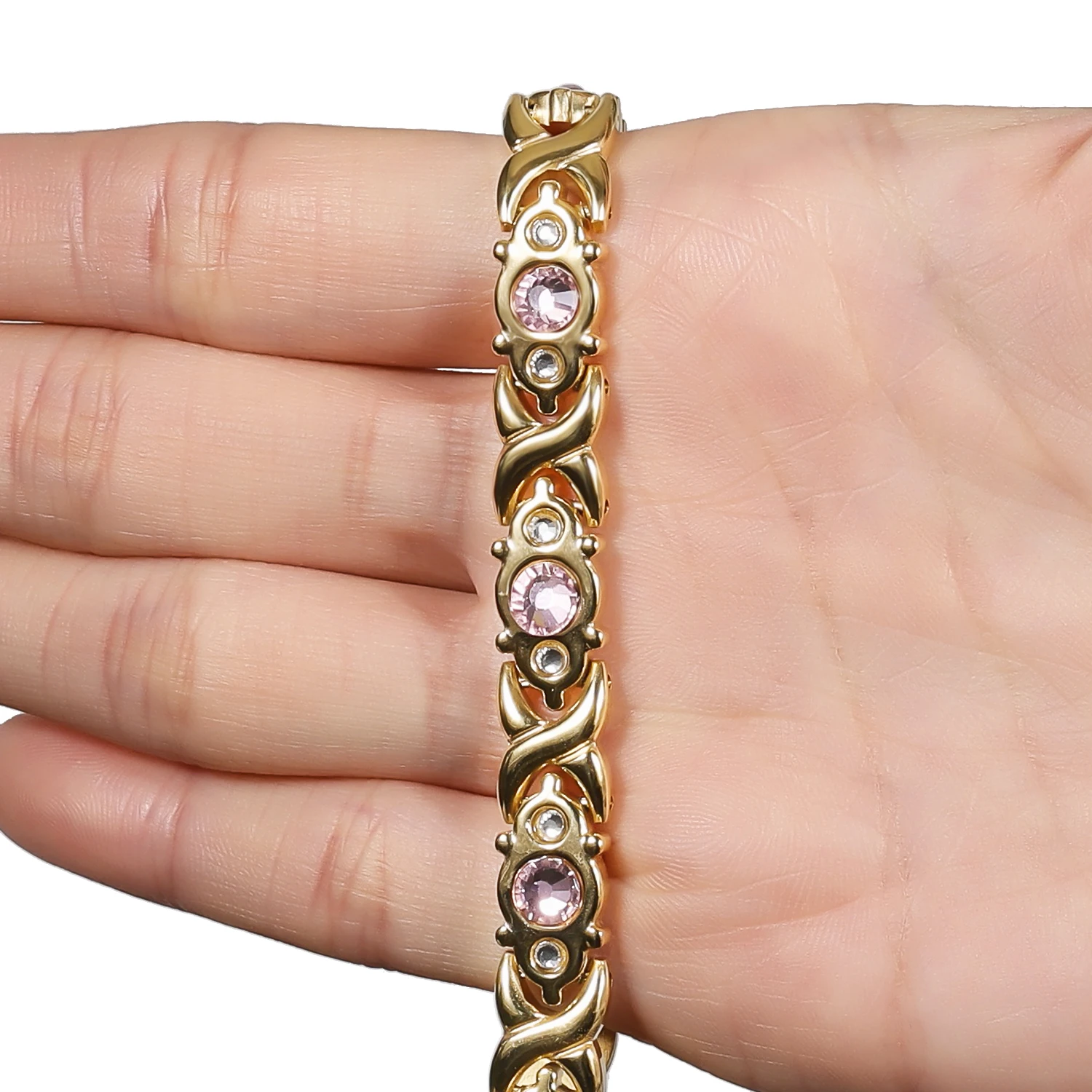 

Nantii Stainless Steel Link Chain Charm Magnetic Germanium Far Infrared Bracelet For Women Fashion Femme Bangles Jewelry