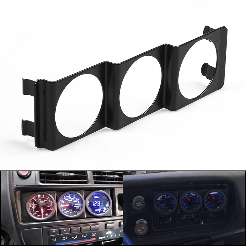 Triple 52mm x 3 Gauge Holder Pod Panel - Standard Stereo Radio Slot Single Din Universal |