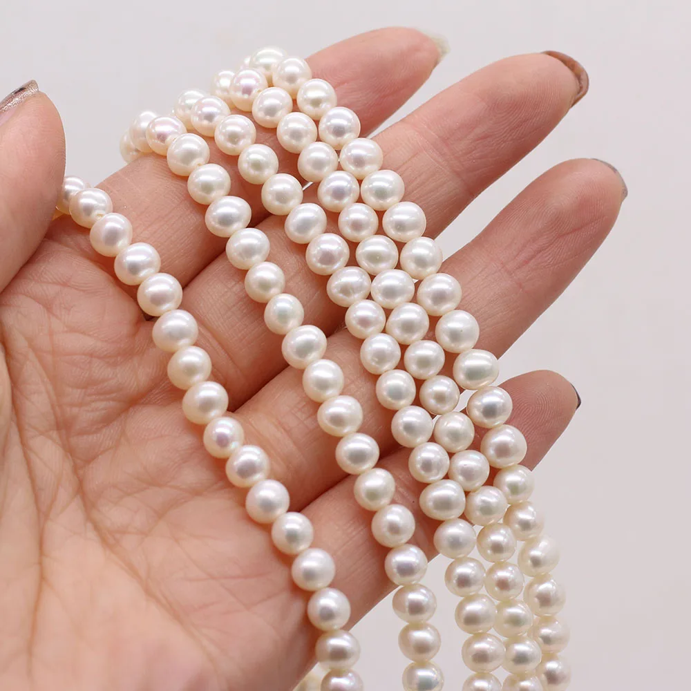 

Бусины из натурального жемчуга, круглые белые бусины-разделители 6-7 мм для изготовления ювелирных изделий, браслетов, ожерелий, поделок «сд...