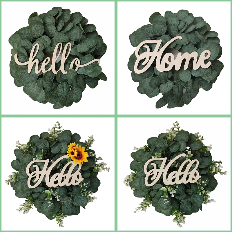 Венок из эвкалипта со знаком Привет весенне-летние зимние венки для