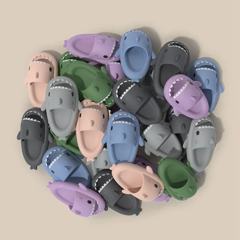 New Style Summer Shark Slippers Mens Fashion Slippers Solid Color Casual Home Shoes Eva Non-slip Shoes Womens Beach Shark Slides