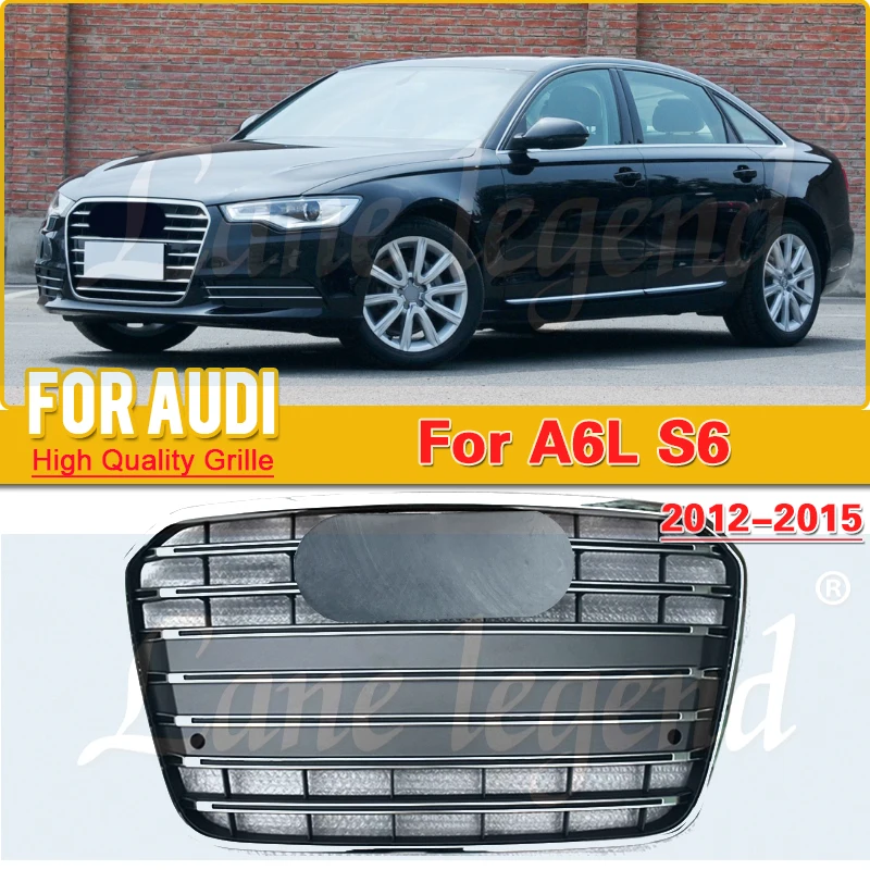 

Решетка переднего бампера автомобиля для Audi A6 A6L C7 2012 2013 2014 2015 (Refit for S6 Style) Новый материал ABS Средняя сетка