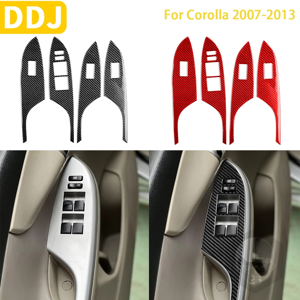 

For Toyota Corolla 2007 2008 2009 2010 2011 2012 2013 Accessories Carbon Fiber Interior Window Control Lift Panel Trim Sticker