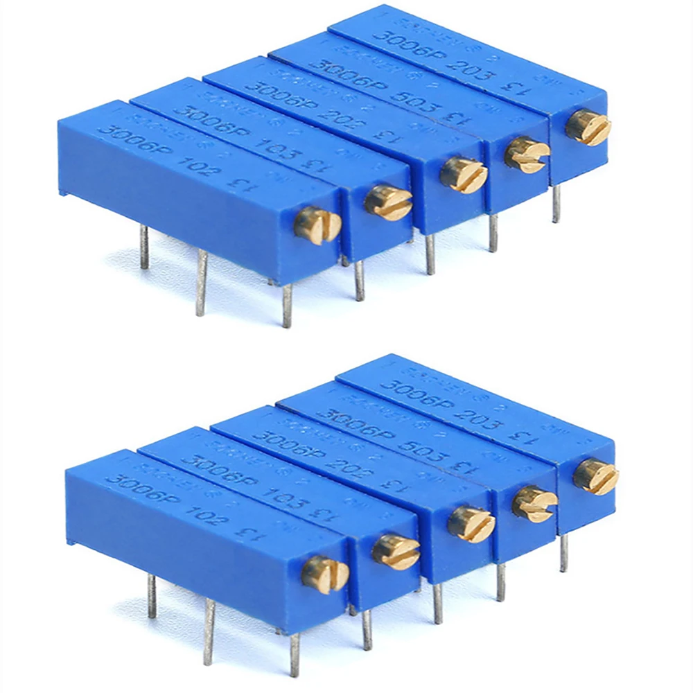 

10Pcs 3006P Potentiometer Precision Fixed Trimpot 3Pin Single Resistor 100R/200R/500R/1K/2K/5K/10K/20K/50K/100K/200K/500K/1M Ohm