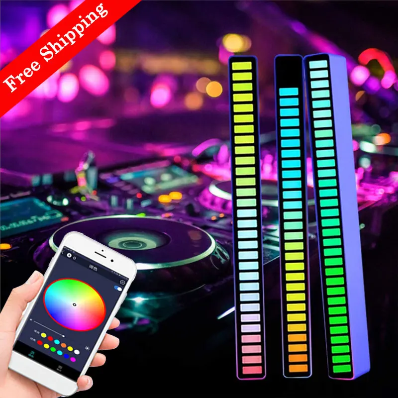 

Светодиодная RGB лампа 2022 с управлением звуком, 3D 40 светодиосветодиодный, яркий ритм окружающей среды, лампа с управлением через приложение, ...