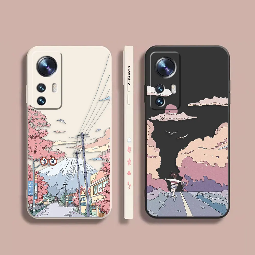 

Phone Case For Xiaomi 13 12 12T 12S 11 11T 10 10S 9 8 Pro Ultra Lite Case Cover Funda Cqoue Shell Japanese Country Trail Scenery