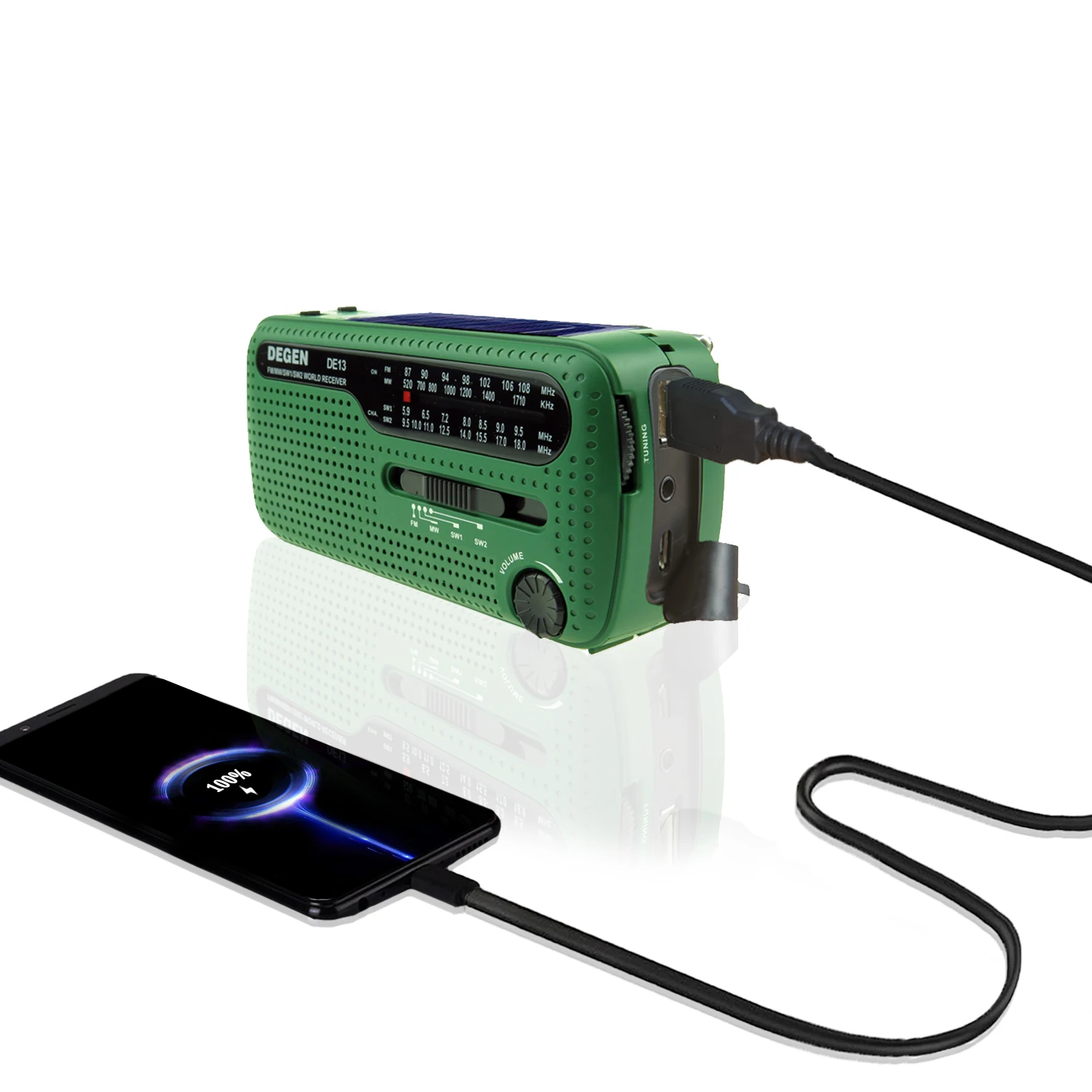 

Emergency Radio AM / FM / SW Radio Solar Portable Radio Power Bank SOS Rechargeable Battery Pack Lighting function