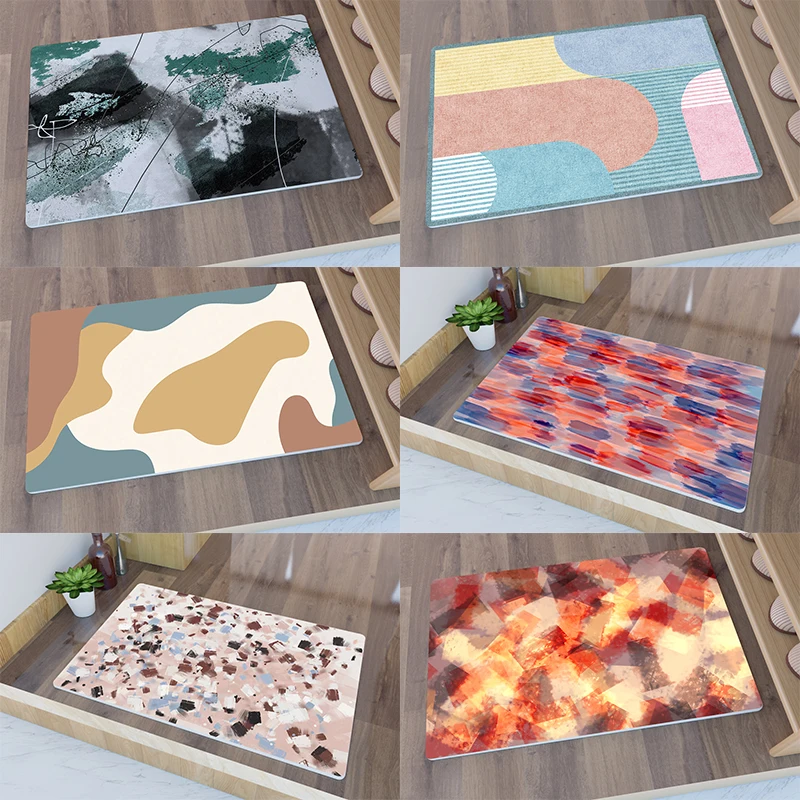 

Modern Geometric Printed Bath Mat Ocean Landscape Anti-Slip Door Mat Kitchen Entrance Door Mat Rug Colorful Indoor Floor Mat