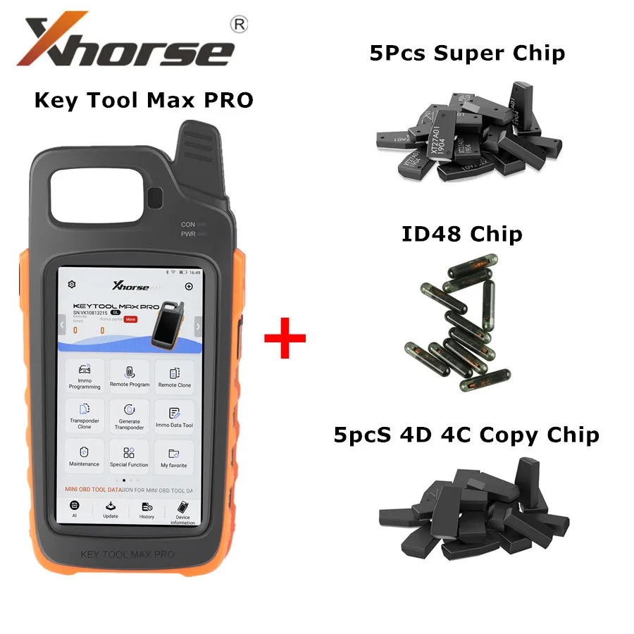 

Xhorse VVDI Key Tool Max PRO сочетает в себе ключевой инструмент Max и Mini OBD-инструмент, можно выбрать различные комбинации