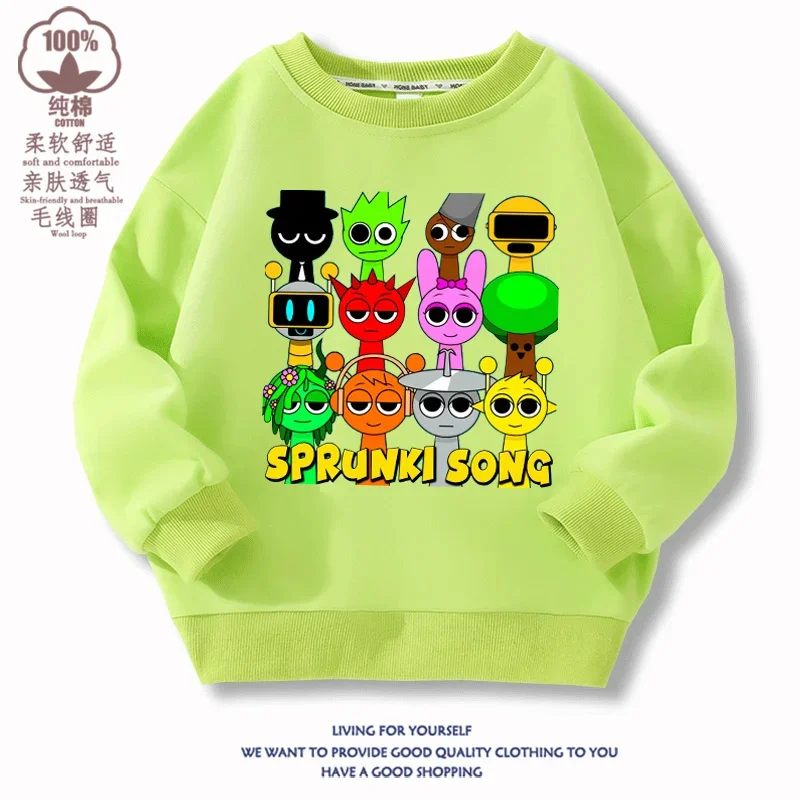 2024 Sprunki Sweatshirt Christmas Hoodie Funny Cartoon Game Figure Children's Cotton Clothing Fashion Kids Halloween Clothes