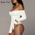 Женский комбинезон с длинным рукавом, весенний красный обтягивающий комбинезон с V-образным вырезом, черного и белого цветов, M0075