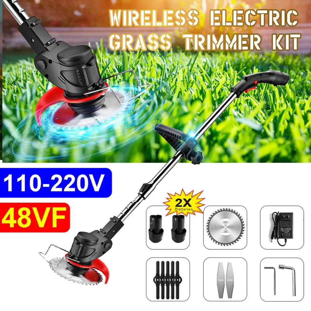 

48VF Portable Electric Grass Trimmer Handheld Lawn Mower Agricultural Household Cordless Weeder Garden Pruning Tool Brush Cutter