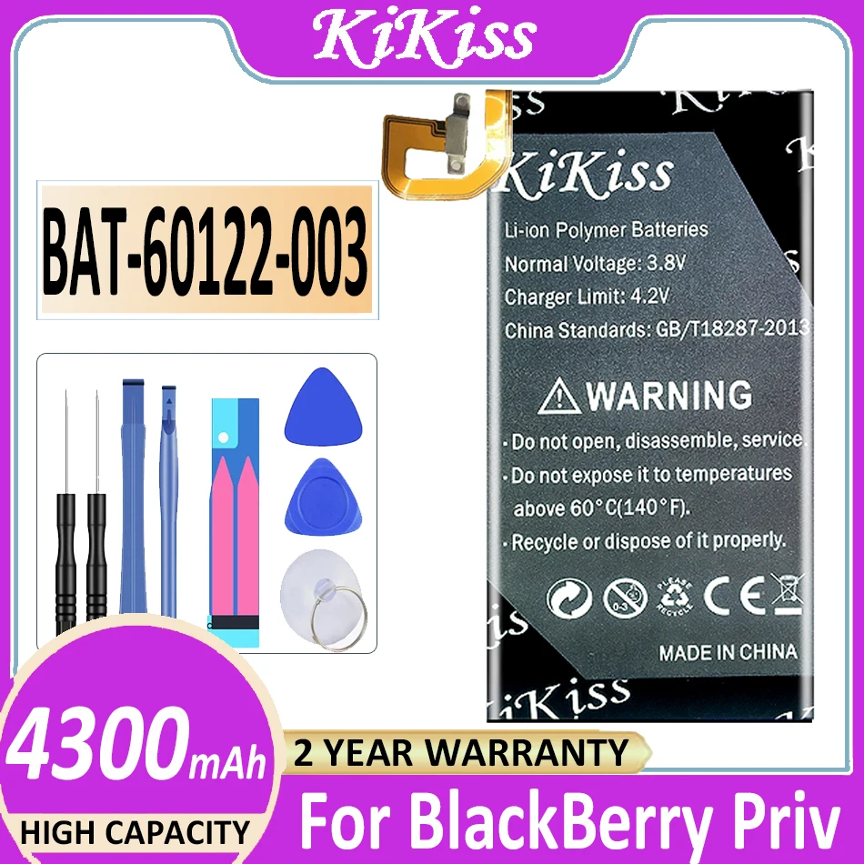 4300mAh KiKiss Battery for BlackBerry Priv STV100-1/2/3 HUSV1 BAT-60122-003 Smartphone Batteries + Tools
