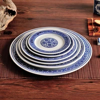blue and white porcelain flat plate japanese tableware ceramic plate steak salad fruit western food dish home kitchen supplies