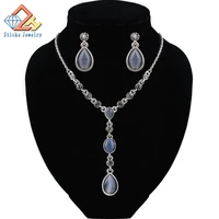 new bohemian statement necklaceearring for women trendy ethnic natural stone collar maxi long pendant set