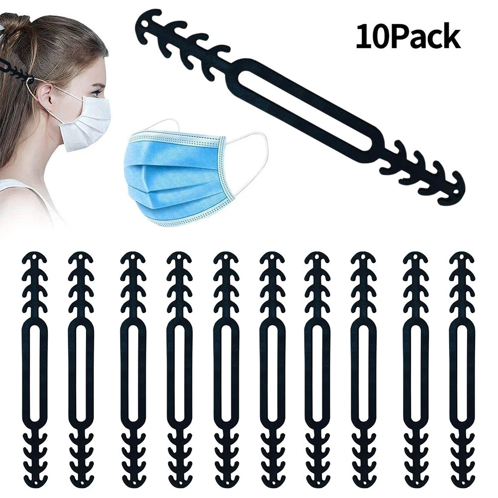 

10 шт., регулируемые противоскользящие черные маски для ушей