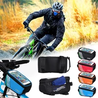 b soul 5 5inch waterproof bicycle bags touch screen mobile phone holder mtb road bike front frame tube bag cycling storage pouch