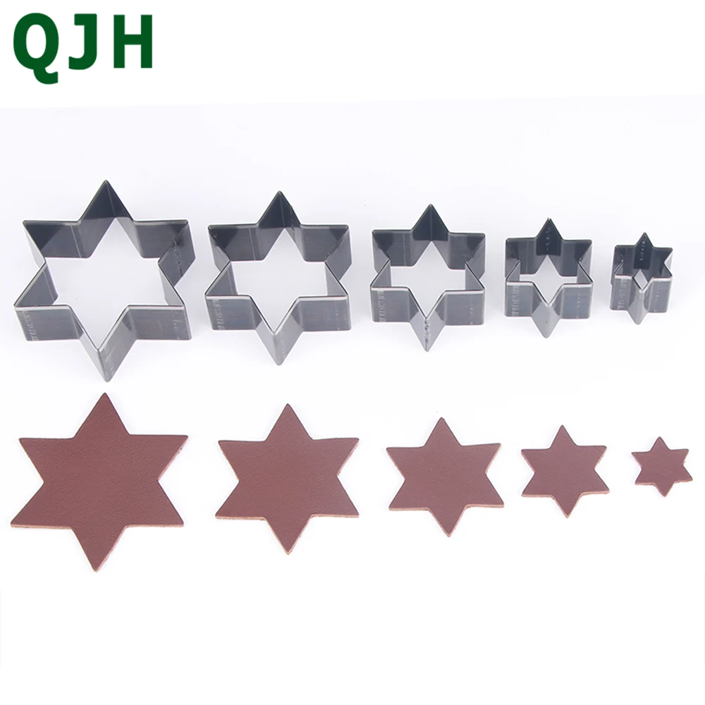5PCS Leather Cutting Mold Hollow Punch Handmade DIY Leather Craft Tools Metal Knife Mold Crafts Hexagonal Finished cutting