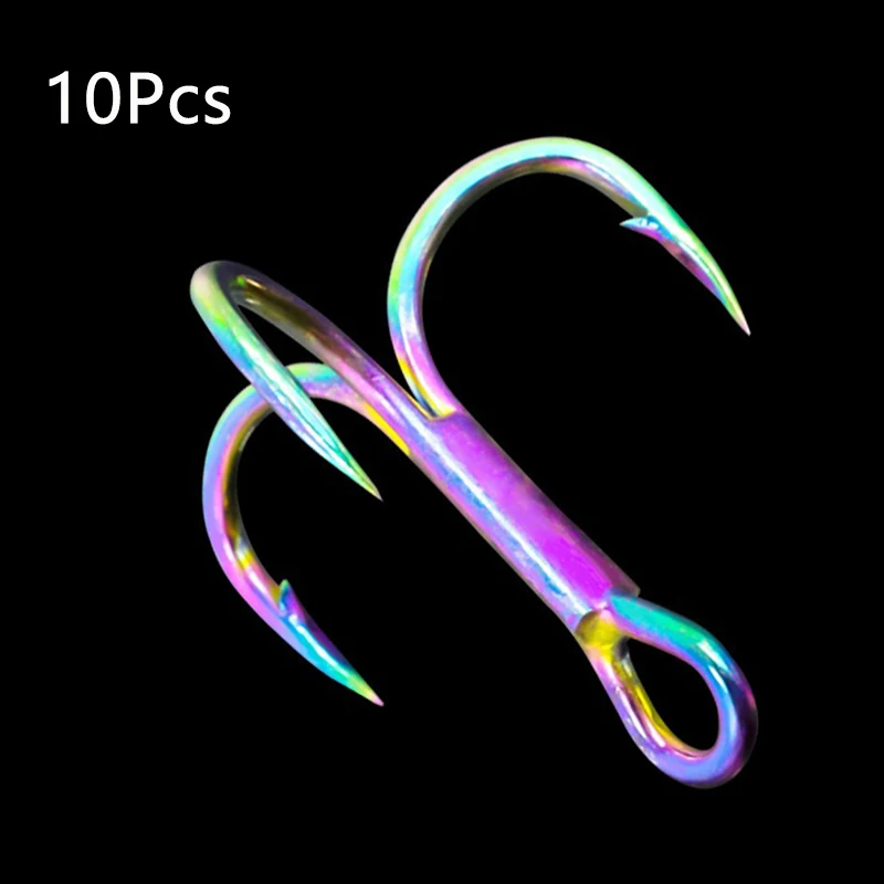 

10Pcs/lot Treble Hooks High Steel Carbon Material 4/6/8/10# Saltwater Freshwater Anchor Three Hooks Fishing Tackle Tools