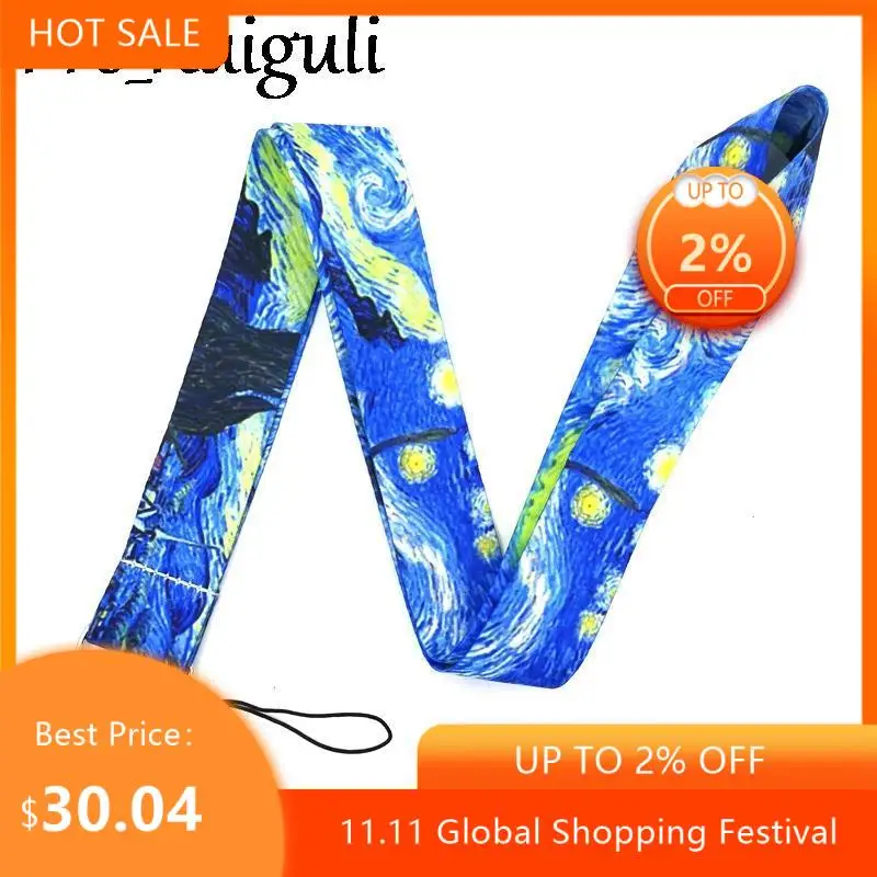 

30 шт. шнурок Ван Гога Звездное небо для ключей телефона крутой шейный ремешок шнурок для камеры свисток ID значок Симпатичные ленты Для Засте...