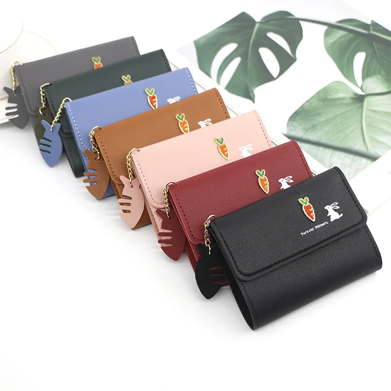 

New cute purse Women's short purse Women's small purse Mini student Korean version small handbag Zero purse Card bag