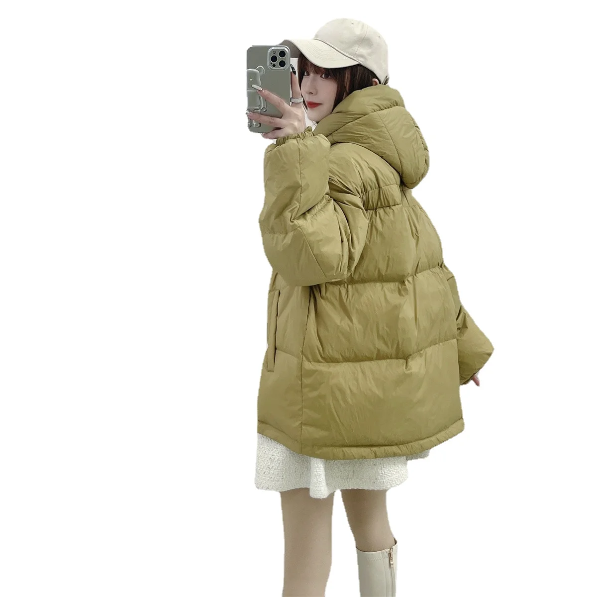 Black Short Hooded White Duck Down Jacket Women's Winter Hot 2022 New White Duck Down Jacket Thickening Solid Color Down Jacket