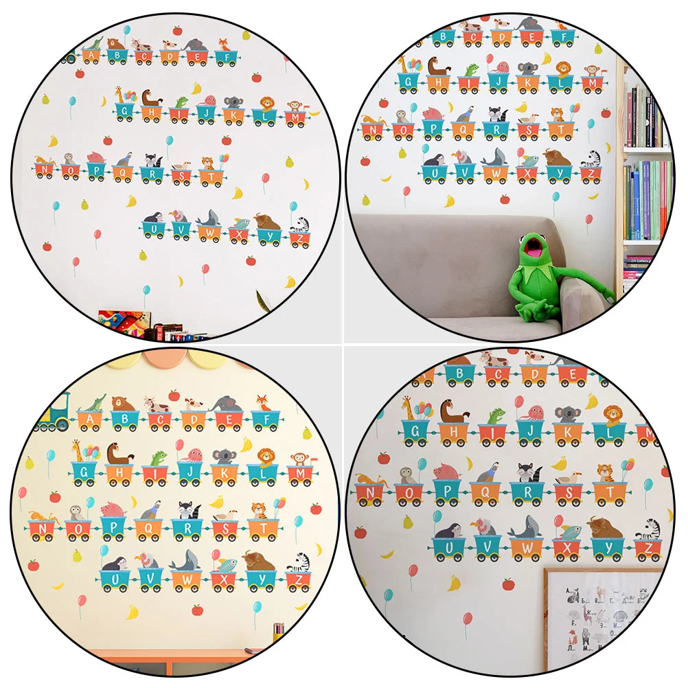 2-листый поезд английская наклейка на стену наклейки с алфавитом детские