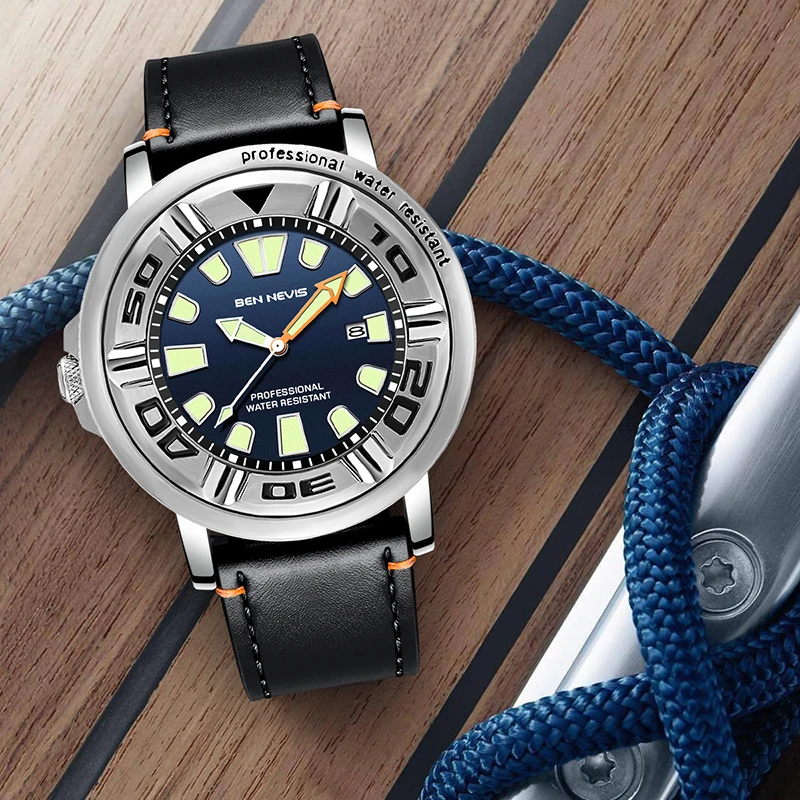 

Ben Nevis Men's Watch Personality Fashion Business Quartz Watch Diving Sports Wind Calendar Luminous Waterproof Leather Strap