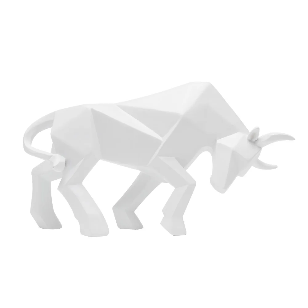 

Animal Figurines Hotel Geometric Cafe Bull Sculpture Desktop Abstract Restaurant Cattle Statue Morden Ox Ornament Accessories