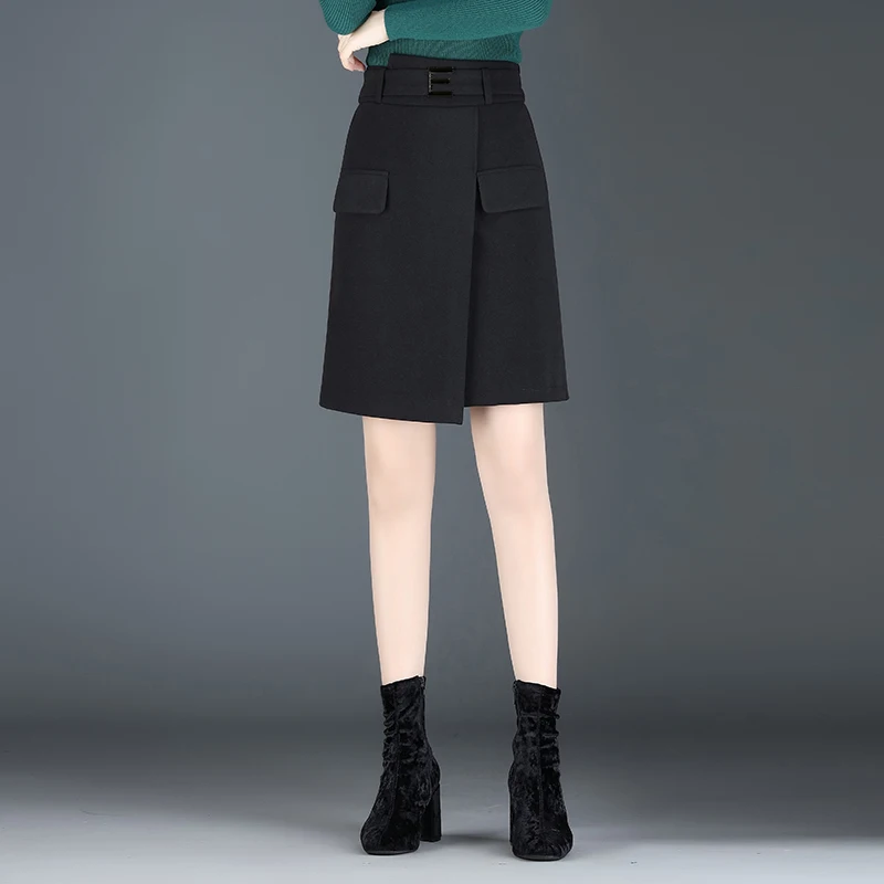 Женская осенне-зимняя кофейная/черная юбка трапециевидной формы модная женская