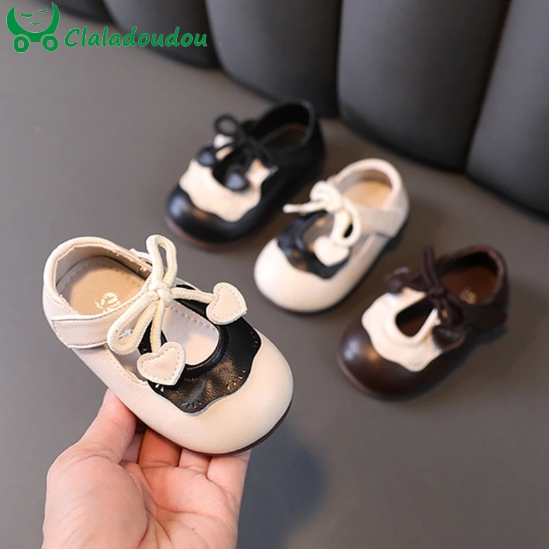 

12-15.5cm Brand Toddler Girls Pu Leather Shoes,Beige Black Ruffle Infant Girls Dress Shoes,Soft Sole Baby Shoes For 0-3Years Old