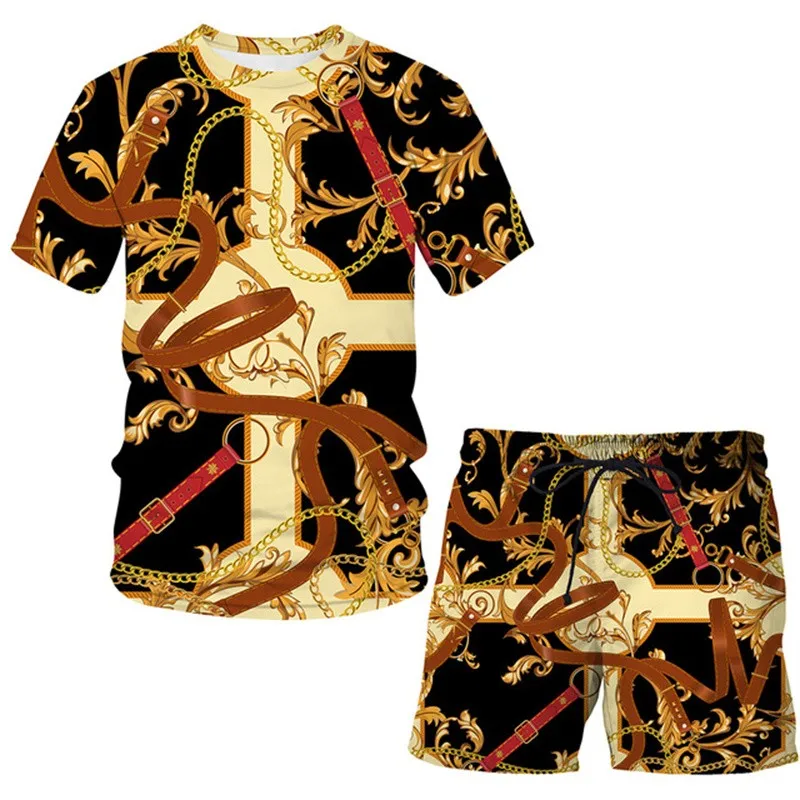 

Clothing Sets 2022 Summer Fashion Short Sleeve Printed 3D Animals Graphic T Shirt+Shorts Boy Casual Clothes 2Pcs Suit Streetwear