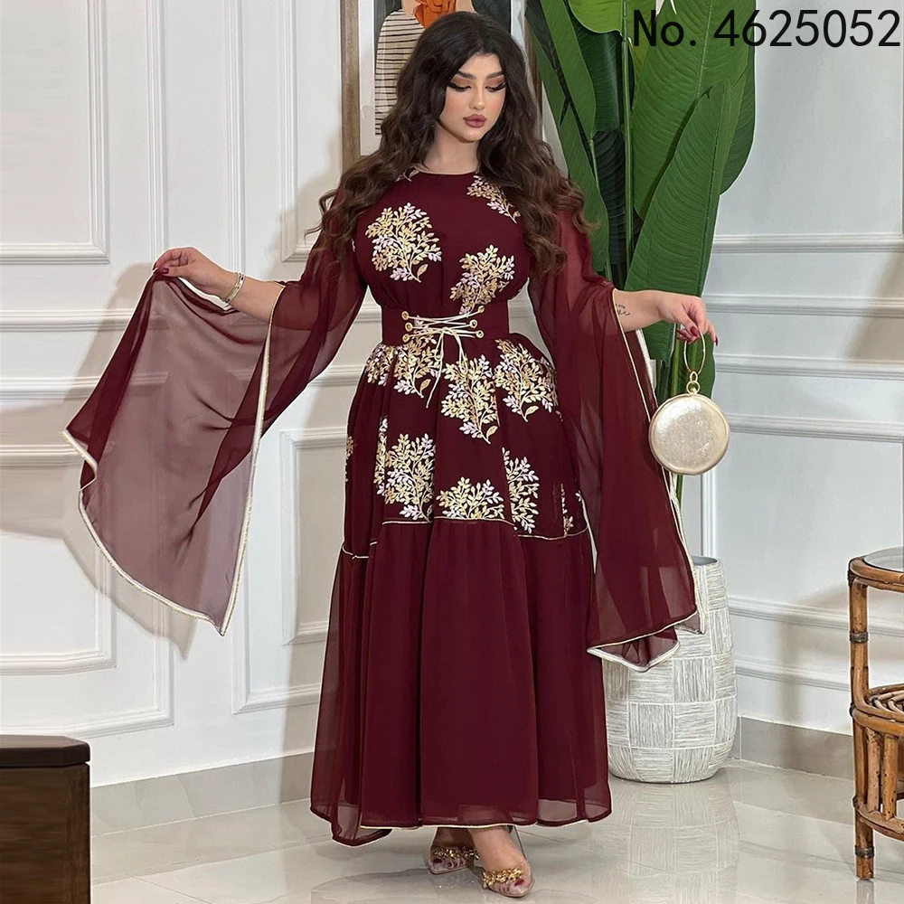 Abayas For Women Dubai Arabic Turkish Islamic Clothing Muslim Fashion Evening Gowns Embroidery Floral Bohemian Kaftan Dresses