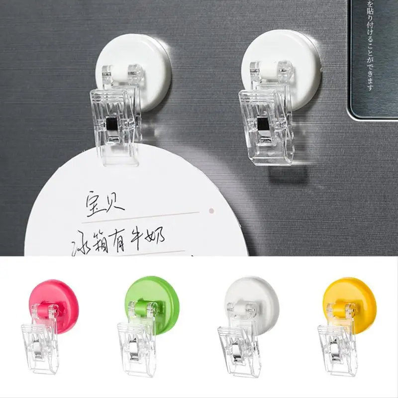 

2 Pcs Round Fridge Magnetic Stickers Clips Fridge Wall Memo Note Message Calendars Magnet Clamp Holder Whiteboard Magnet Tools