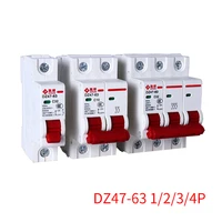 1234p mcb dz47 63 c type 400v mini circuit breaker 6a 10a 16a 20a 25a 32a 40a 63a mounting 35mm din rail overload protection