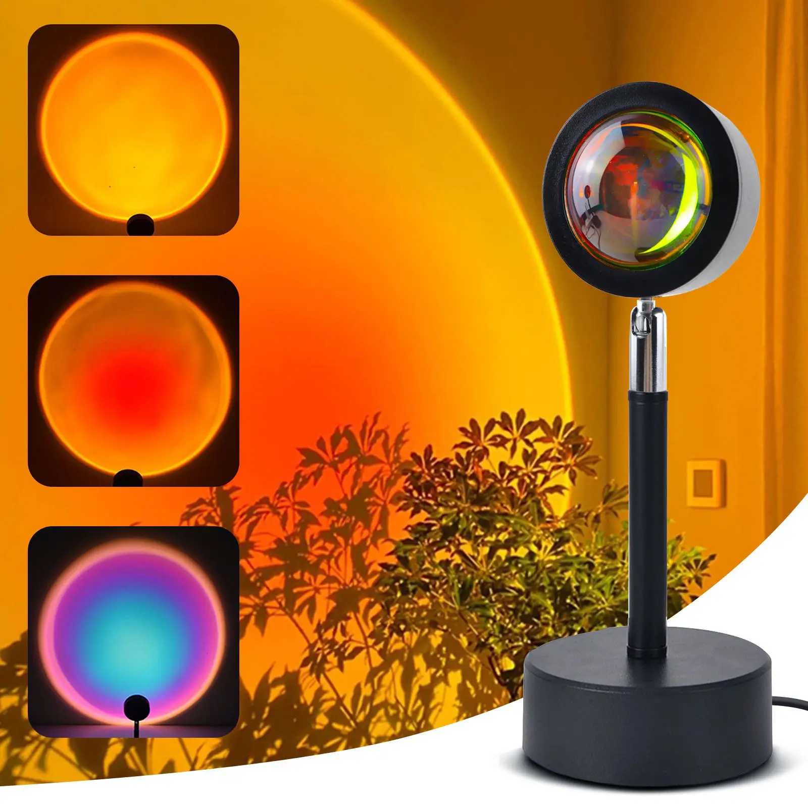 

Sunset Lamp LED Rainbow Neon Night Portable Projector Light Mood Lights for Bedroom Background Wall Atmosphere Lighting