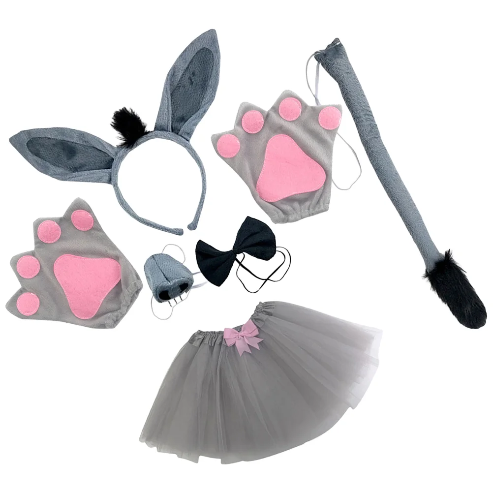

Halloween Costumes Stuffed Animals Cosplay Donkey Hairband Cloth Tail Props Ear Headband