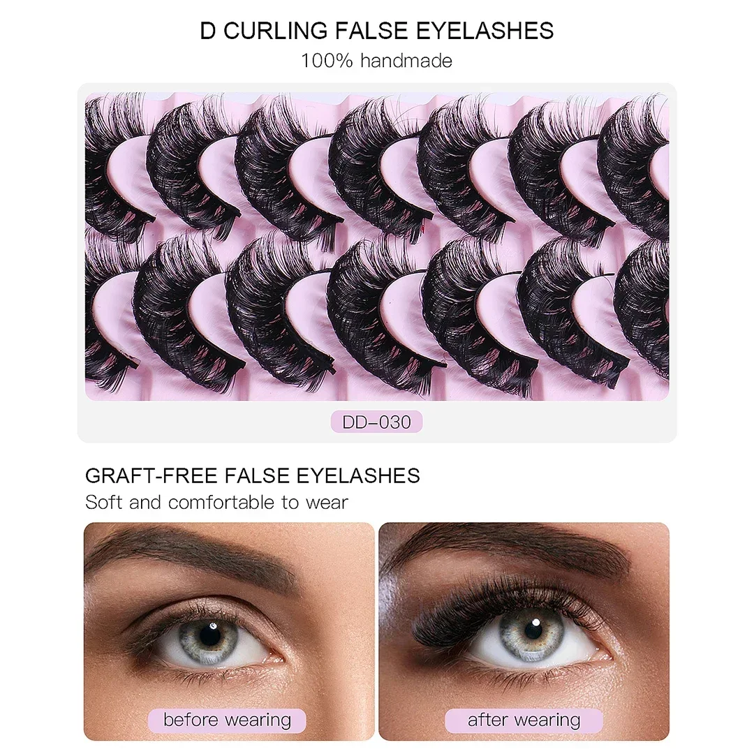 10 пар DD Curl Lashes русские полосатые ресницы 3D норковые натуральные длинные