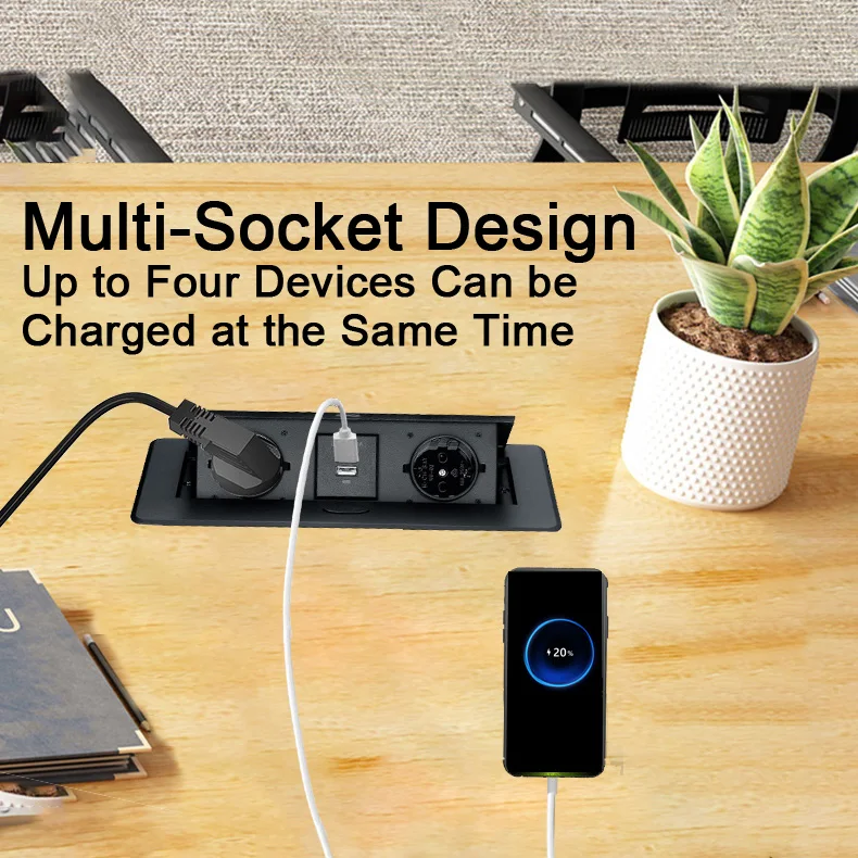 Всплывающая скрытая розетка 2 розетки USB-порта адаптер для быстрой зарядки