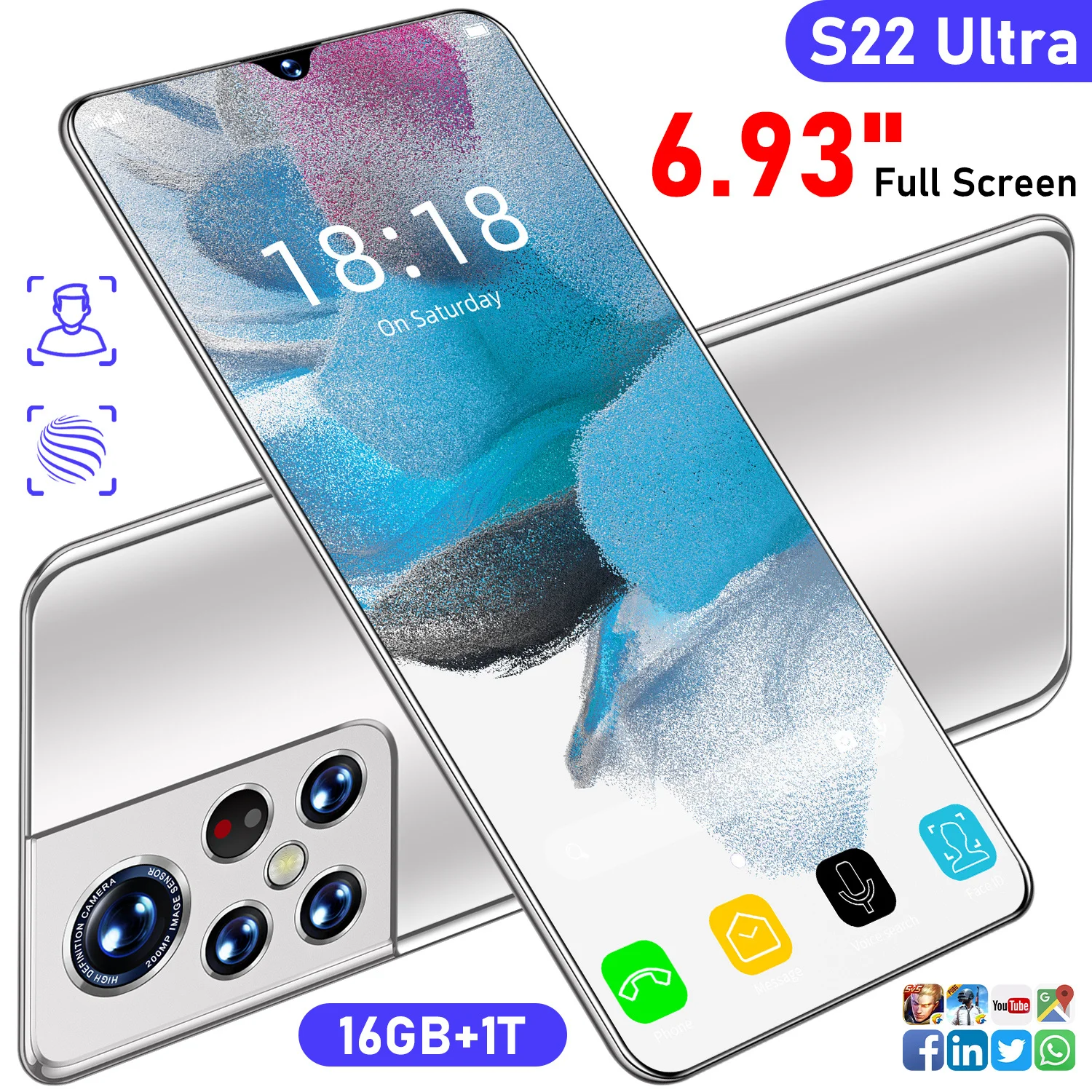 global version s22 ultra smartphone 6 93 inch 6800mah 5g 72mp 16gb 1tb unlock celular cellphone android 12 mobile phones free global shipping