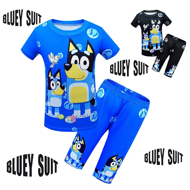 Детский комплект Bluey из футболки с коротким рукавом семейный пижамный шортами