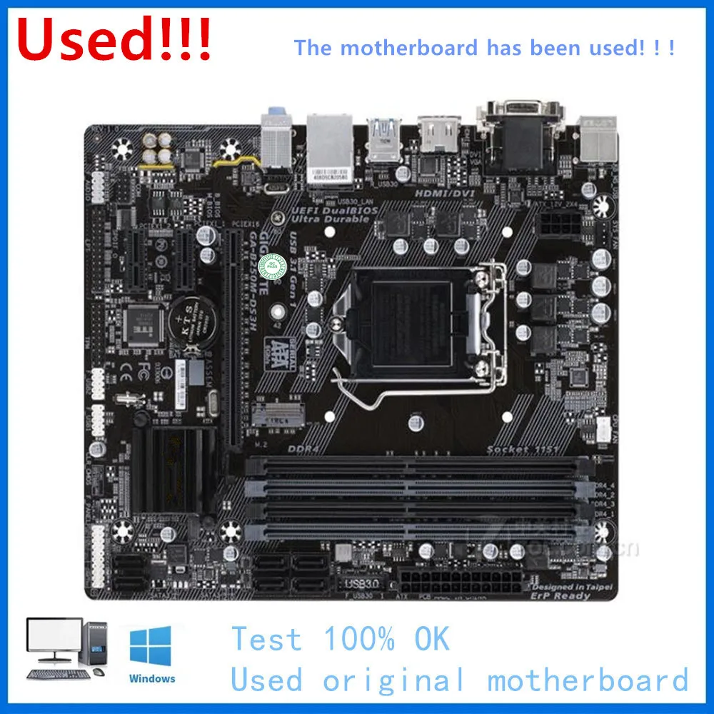 Для GA-B250M-DS3H материнская плата LGA 1151 DDR4 для Intel B250 б/у USB SATA PCI-E X16 3 0 | Компьютеры и