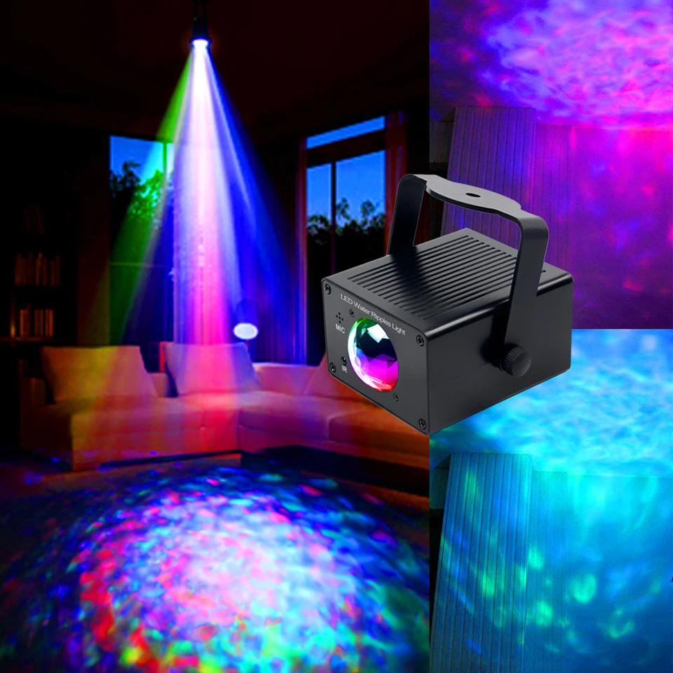 Фото Лазерный RGB LED проектор с эффектом галактики, водных волн, звездного неба и туманностей, волшебный звездный эффект, сценическое освещение для детской комнаты, ночник №2