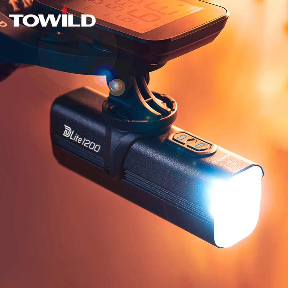 TOWILD DLite 1200 Flood\Focus Beam Smart Remote Control 4000mAh battery Type-C rechargeable Road MTB Bike Light